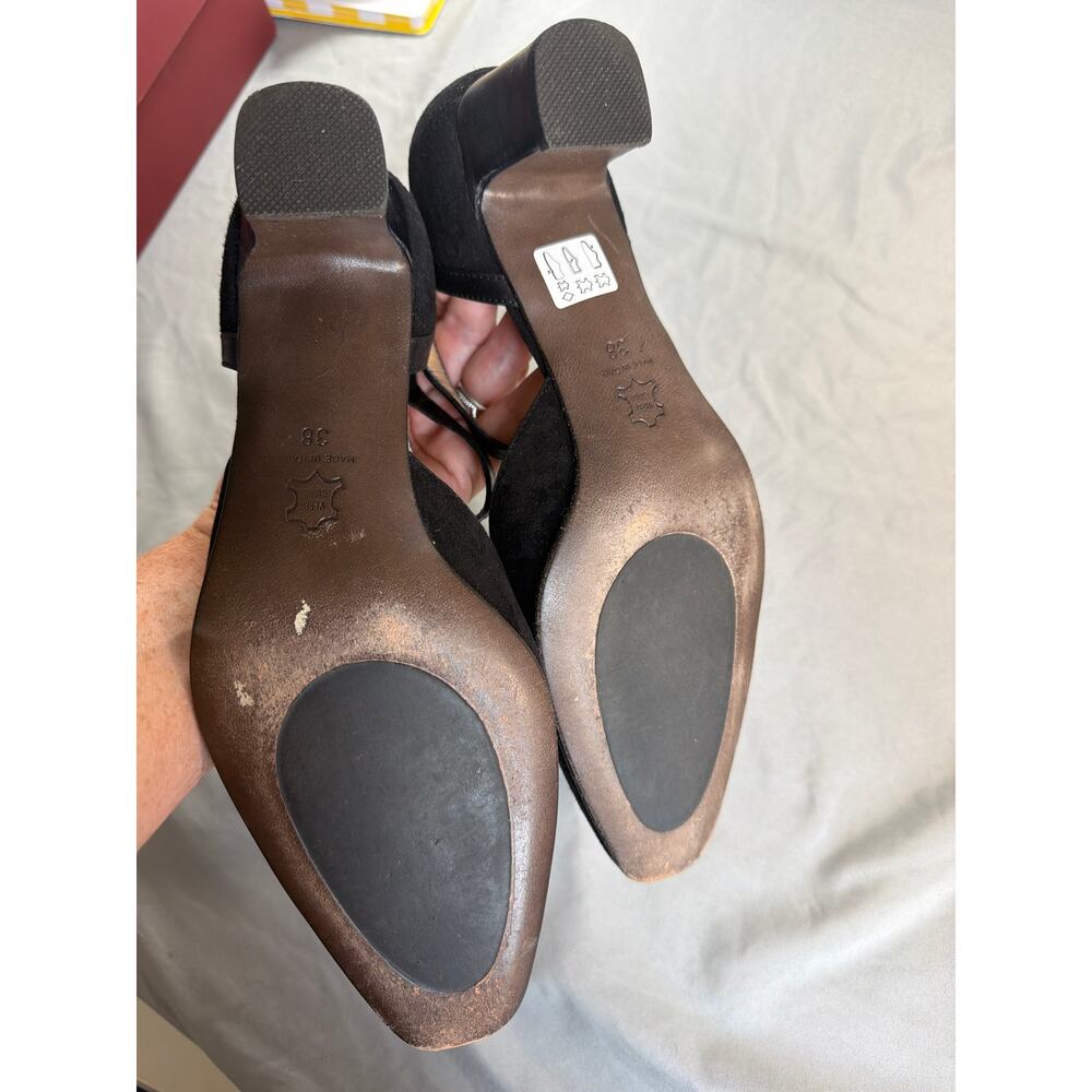 Galo Black Suede T-Strap heels women's size 38 - Picture 4 of 6